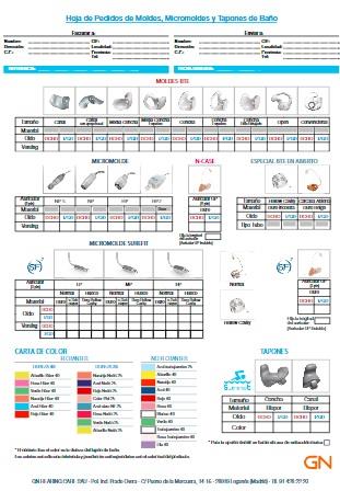 hoja de pedidos de moldes GN